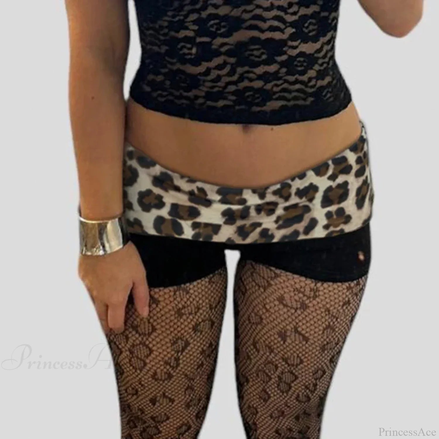 Leopard Patchwork Skinny Short Black / S short-250223