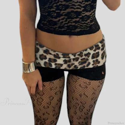 Leopard Patchwork Skinny Short Black / S short-250223