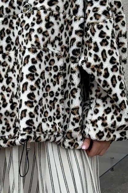 Leopard Sherpa Plush Loose Sweatshirt