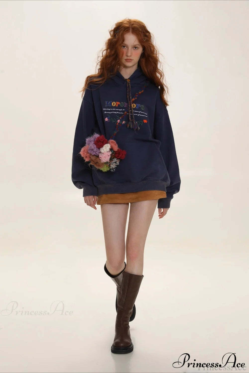 Letter Embroidery Relaxed Thickened Hoodie