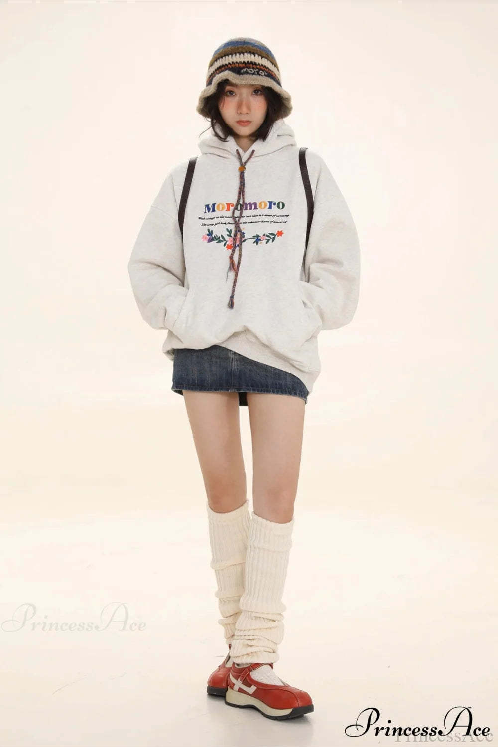 Letter Embroidery Relaxed Thickened Hoodie