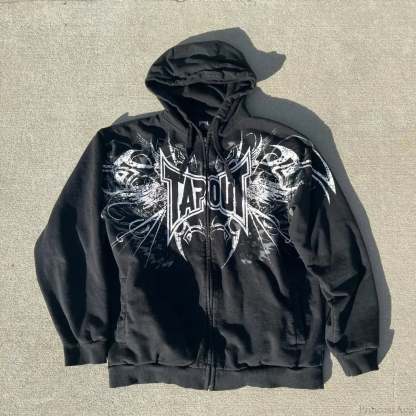 Letter Graphic Retro Hoodie black 3 / S
