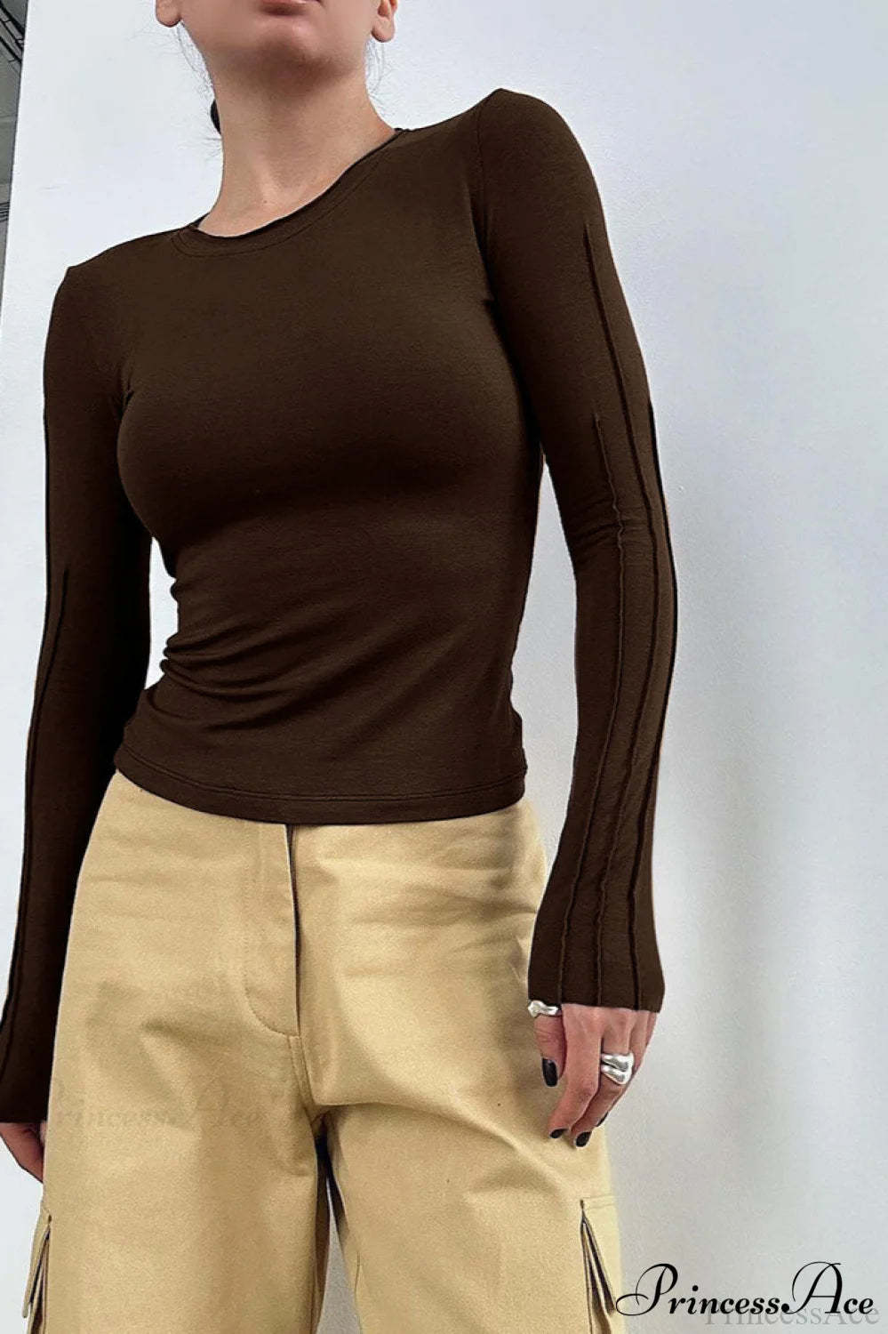 Lightweight Breathable Long Sleeve Tee Brown / S