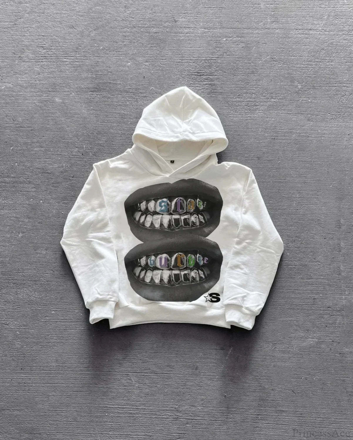 Lip Graphic Oversized Hoodie white / S