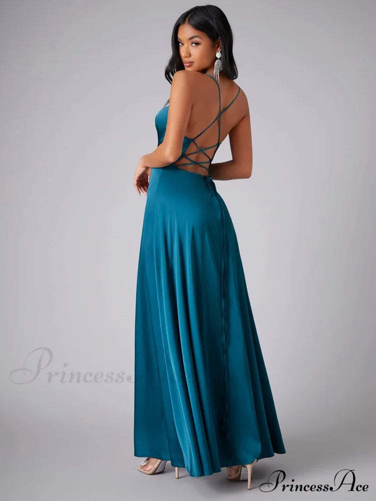 Lola High Stylish Slit Satin Dress S.o. Long Dresses