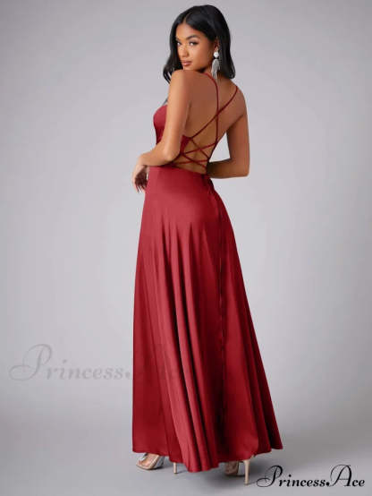 Lola High Stylish Slit Satin Dress S.o. Long Dresses