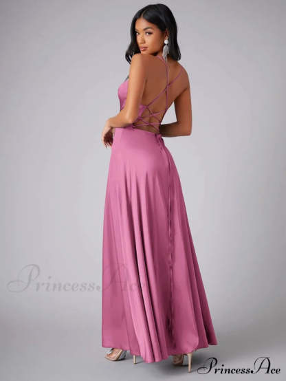 Lola High Stylish Slit Satin Dress S.o. Long Dresses