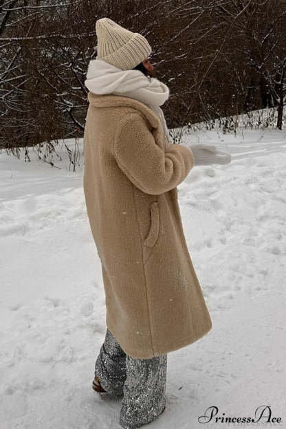Long Fleece Sherpa Warm Fuzzy Overcoat