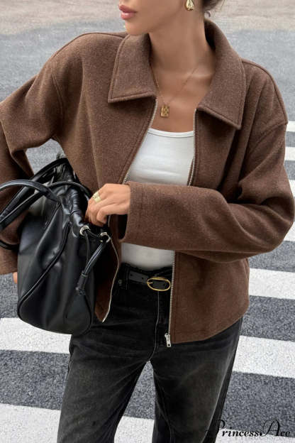 Long Sleeve Elegant Versatile Coat Brown / S