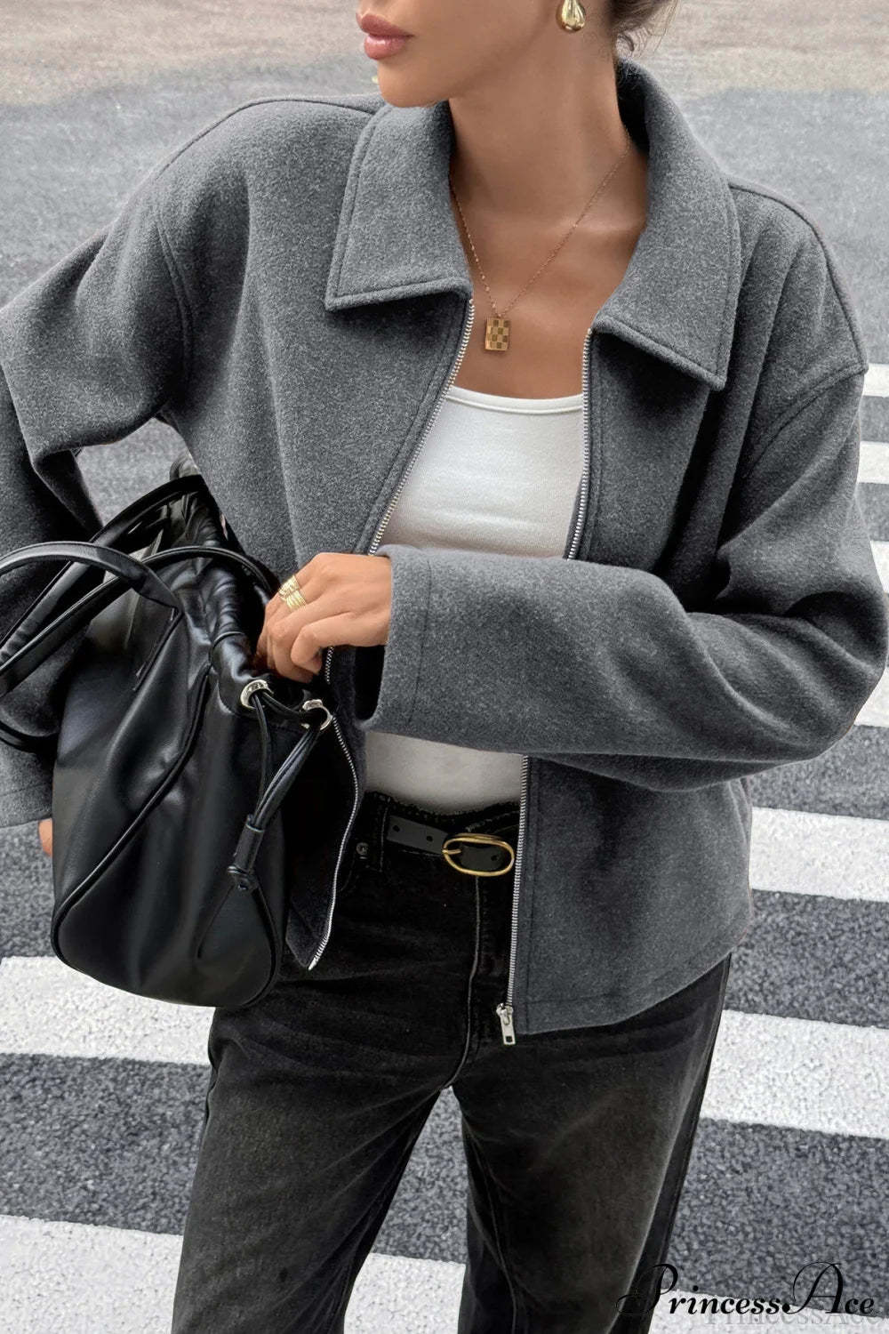 Long Sleeve Elegant Versatile Coat Grey / S