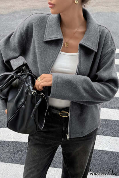 Long Sleeve Elegant Versatile Coat Grey / S