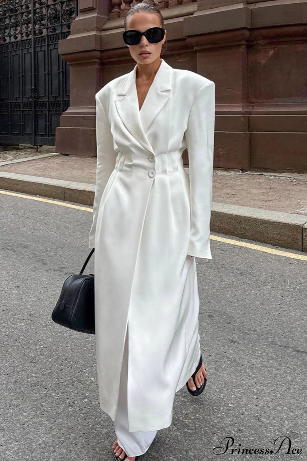 Long Sleeve Fitted Waist Long Chic Overcoat