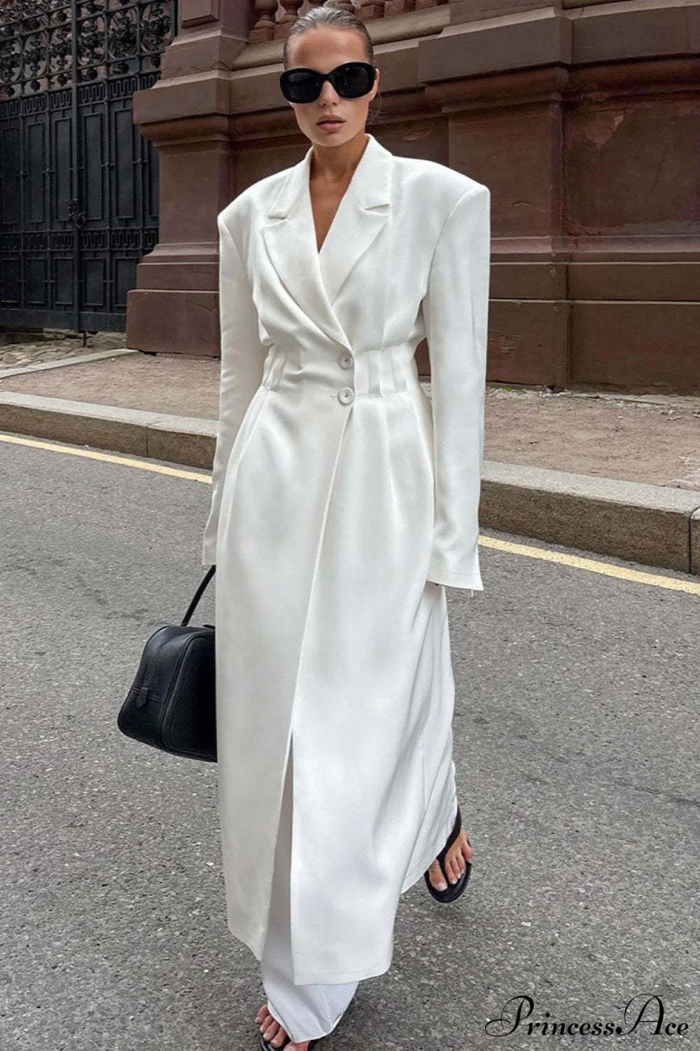 Long Sleeve Fitted Waist Long Chic Overcoat