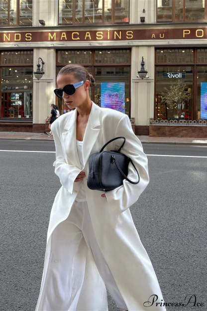 Long Sleeve Fitted Waist Long Chic Overcoat