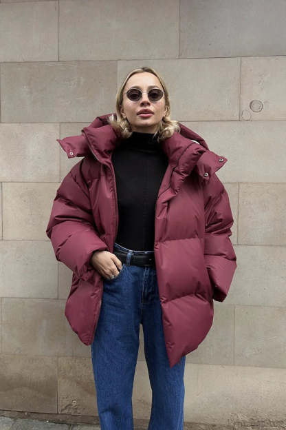 Loose Solid Minimalist Hooded Cotton Coat