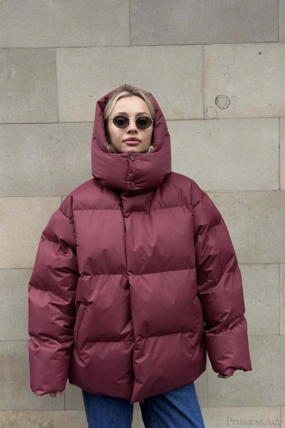 Loose Solid Minimalist Hooded Cotton Coat