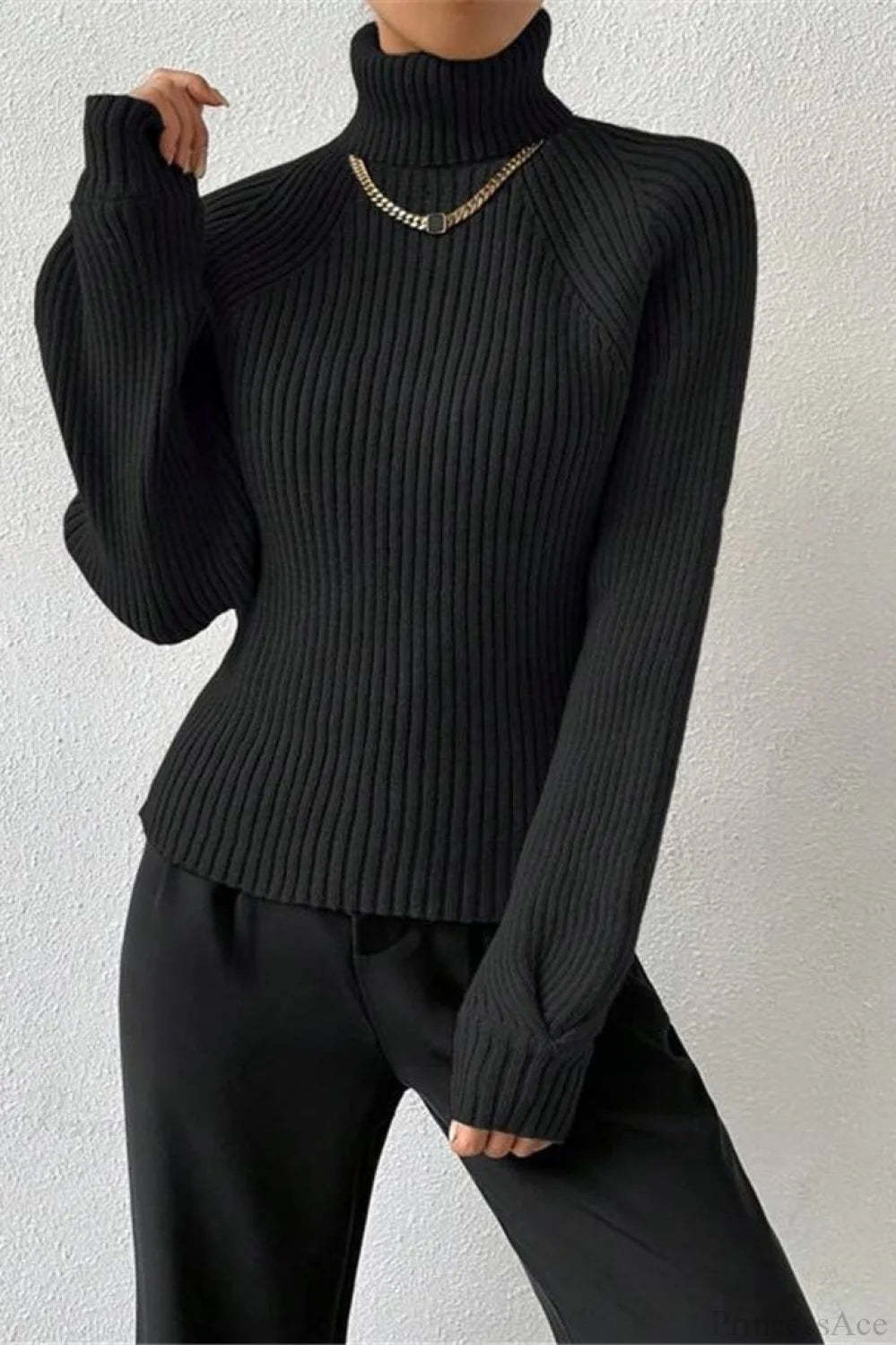 Loose Turtleneck Raglan Sleeve Sweater