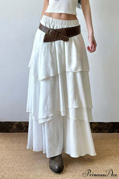 Low Waist Asymmetrical Maxi Skirt