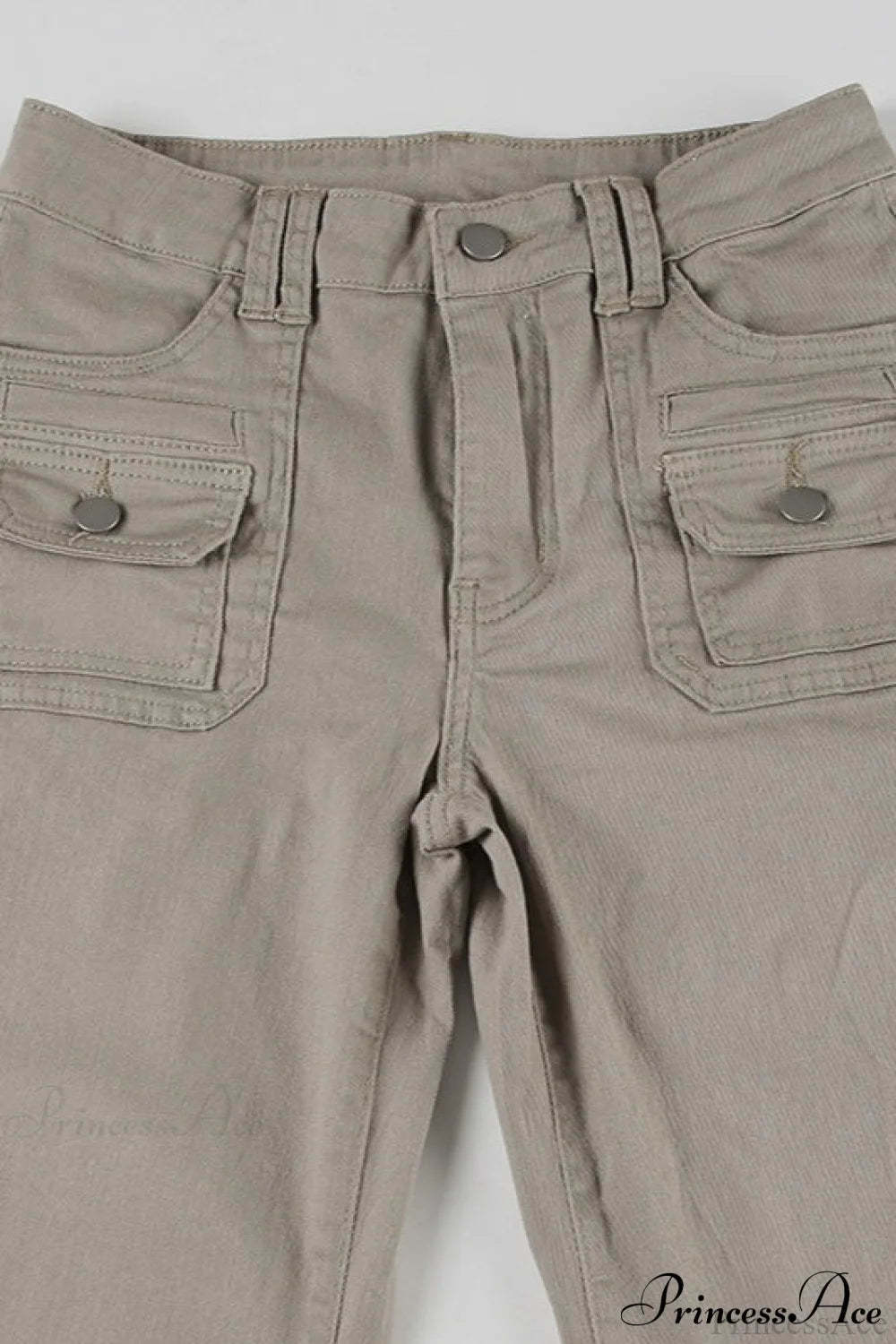 Low Waisted Slim Cargo Flared Leg Jeans