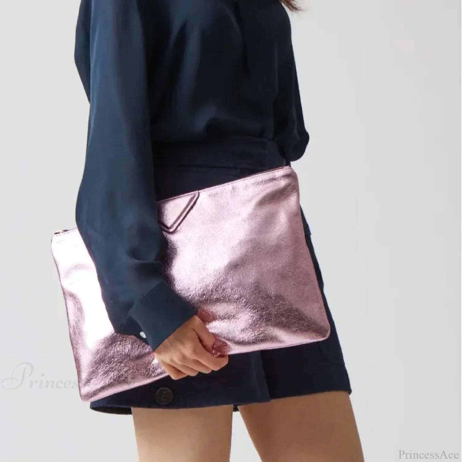 Luxury Designer PU Leather Day Clutch Wristlet Pink wristlet-250126