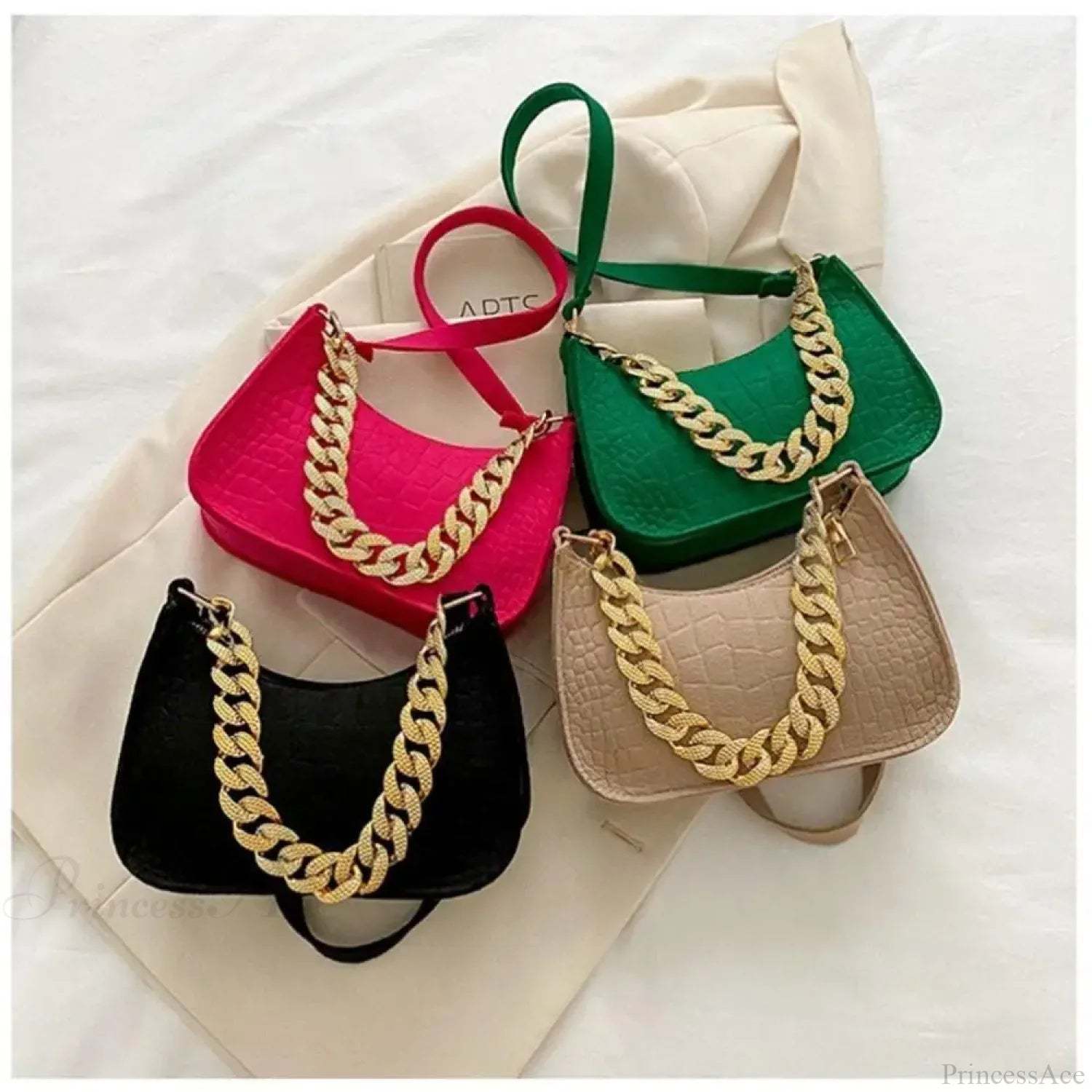 Luxury Metal Chain Shoulder Handbag Elegant Clutch handbag-250126