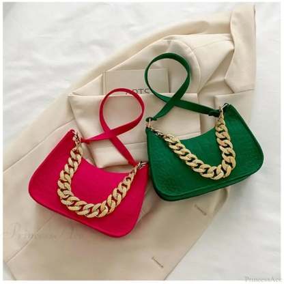 Luxury Metal Chain Shoulder Handbag Elegant Clutch handbag-250126