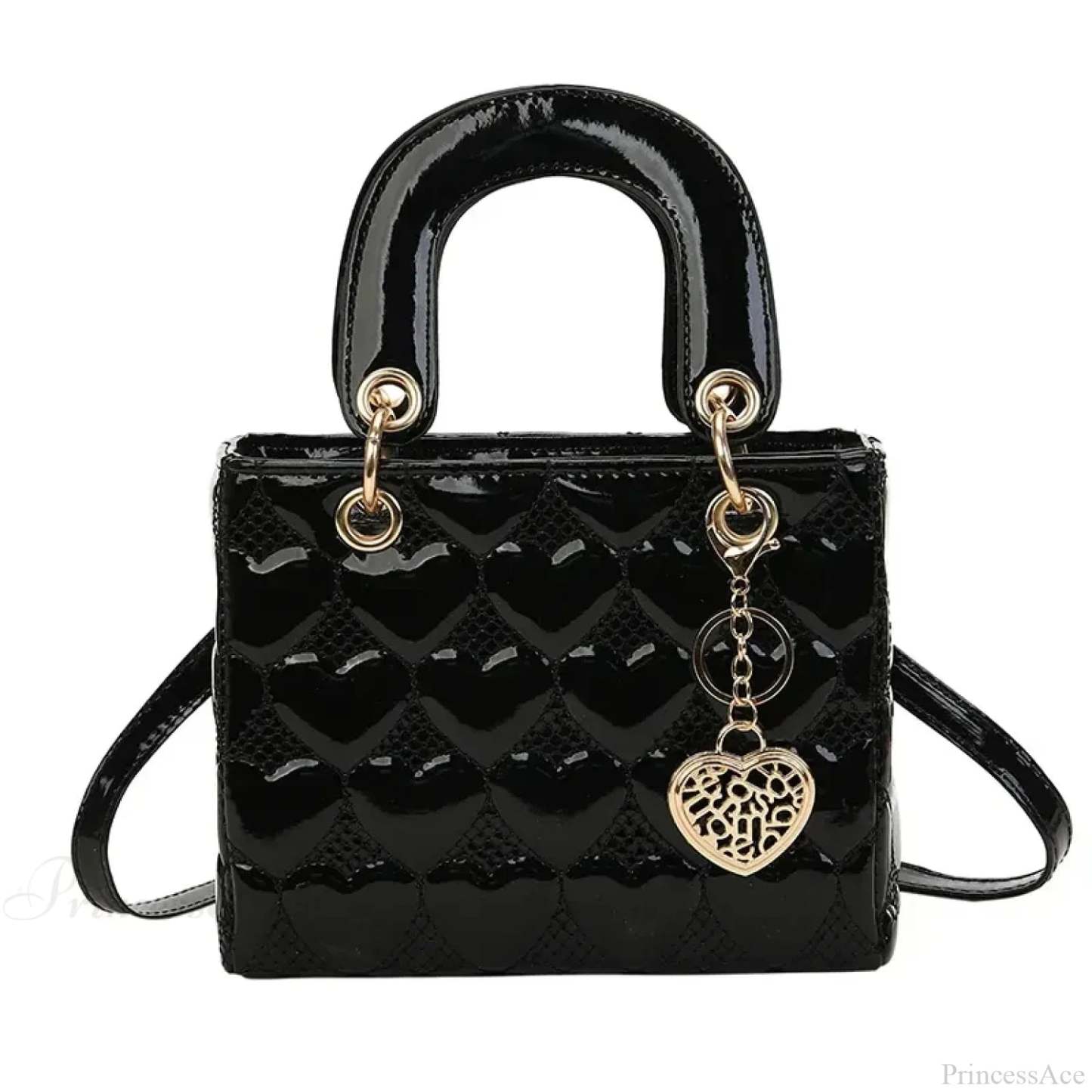 Luxury Quilted Square Handle Crossbody Handbag Black handbag-250126