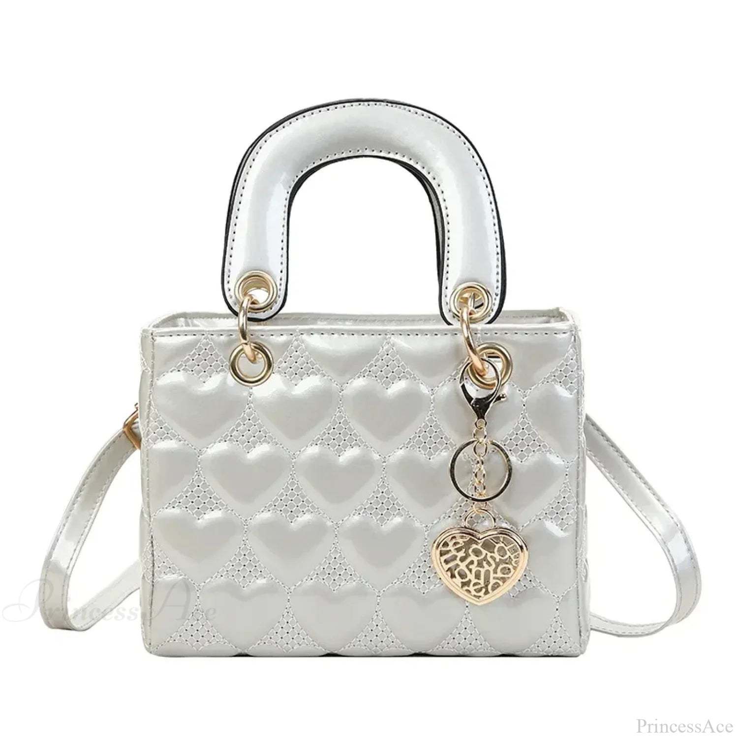 Luxury Quilted Square Handle Crossbody Handbag Silver handbag-250126
