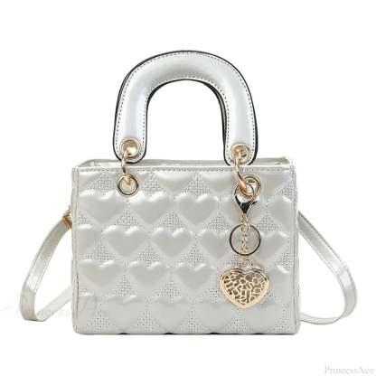 Luxury Quilted Square Handle Crossbody Handbag Silver handbag-250126
