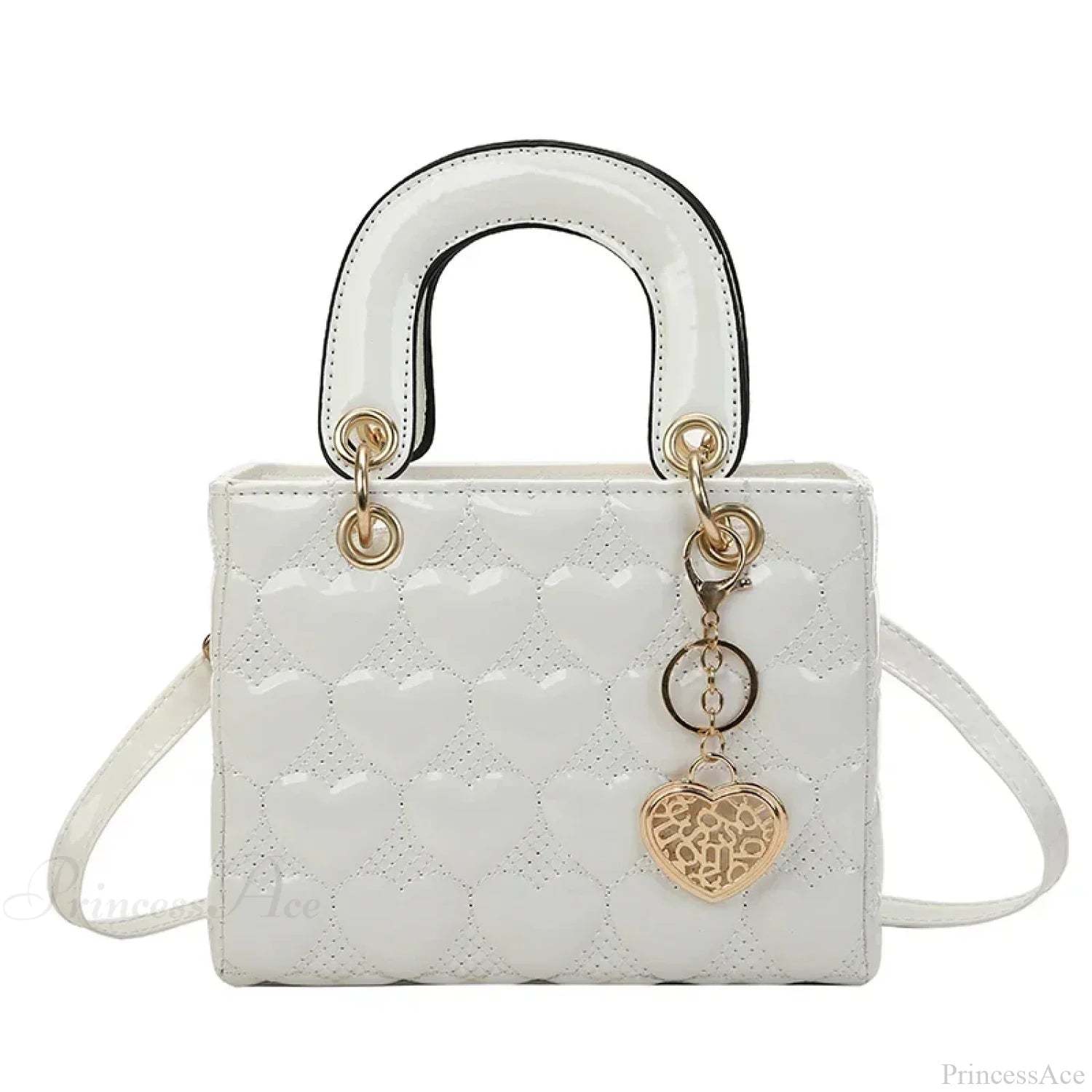 Luxury Quilted Square Handle Crossbody Handbag White handbag-250126