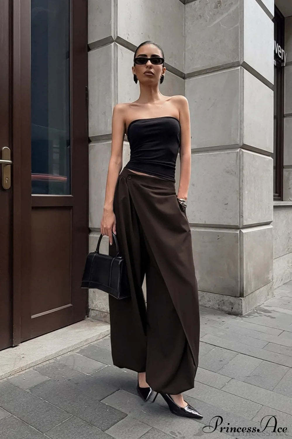 Maillard Asymmetrical High Waist Pants