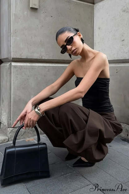 Maillard Asymmetrical High Waist Pants