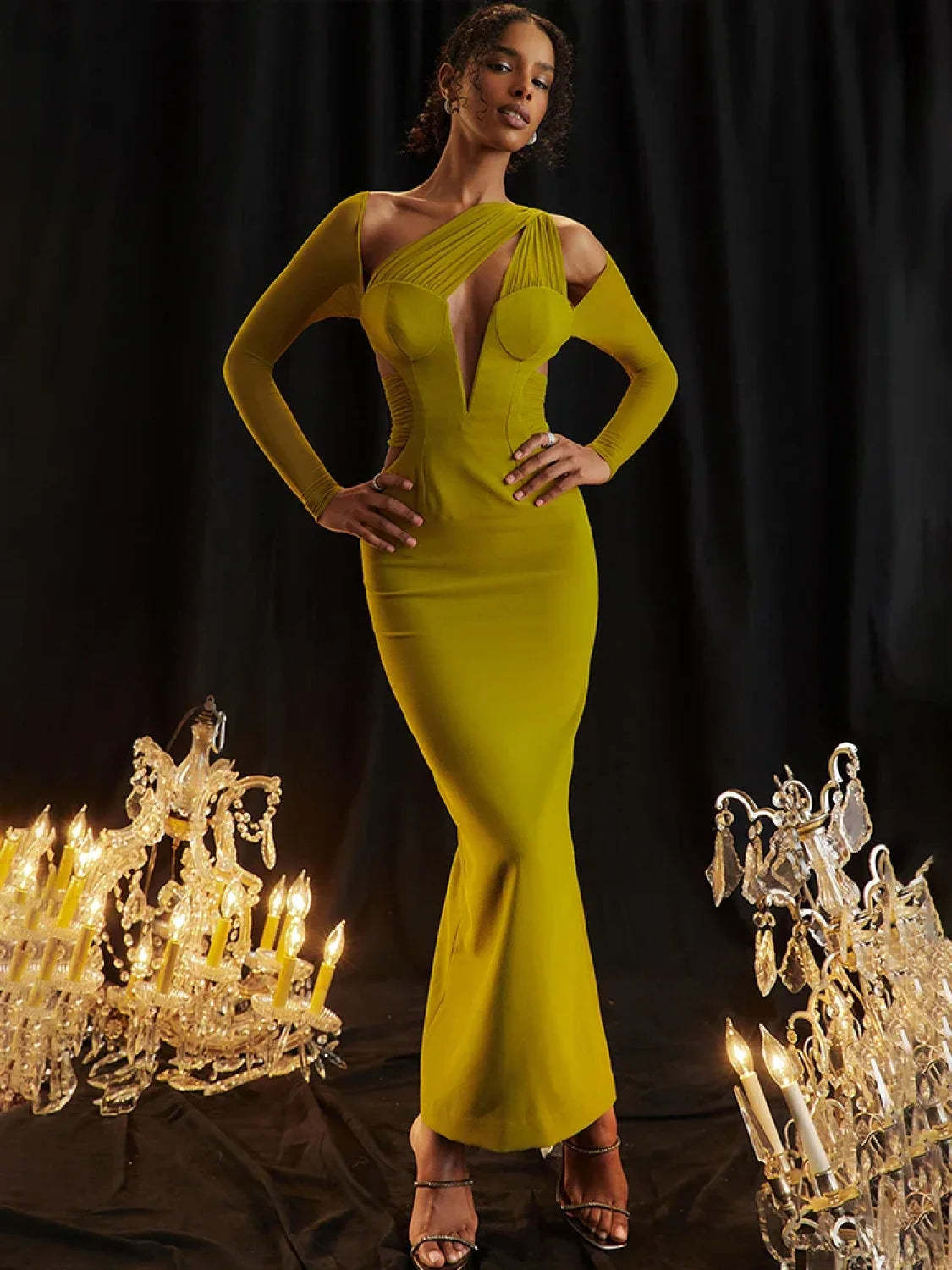 Mesh Patchwork Slim Bodycon Vacation Dress Green / S vacationdress-250223