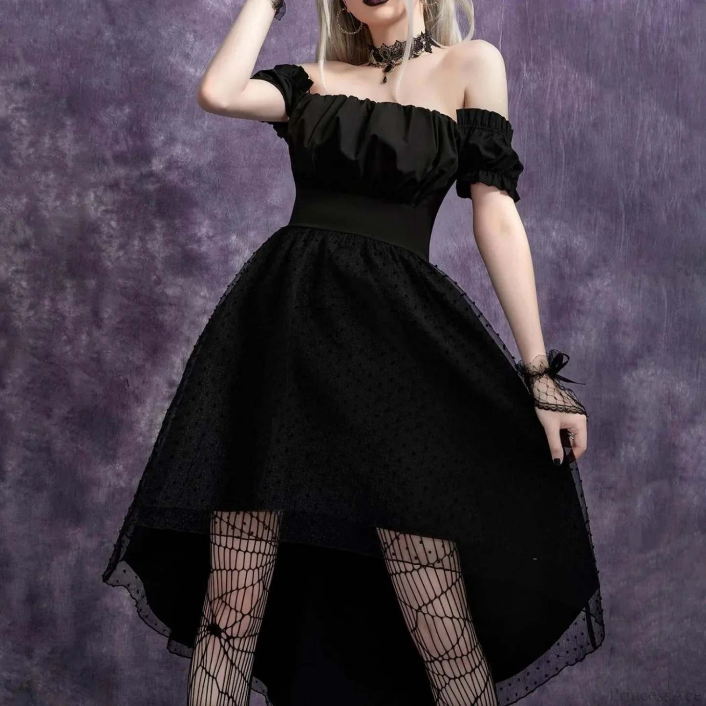 Mesh Tailcoat Midi Dress