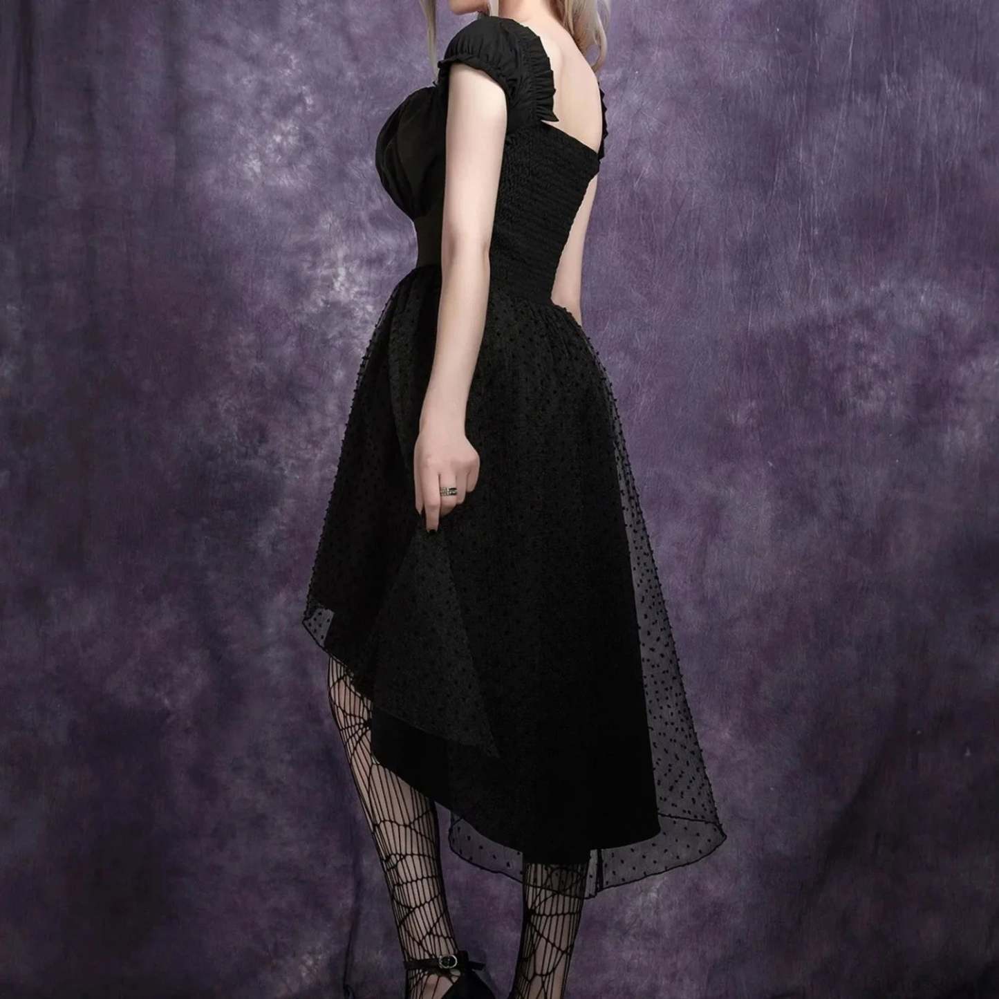 Mesh Tailcoat Midi Dress