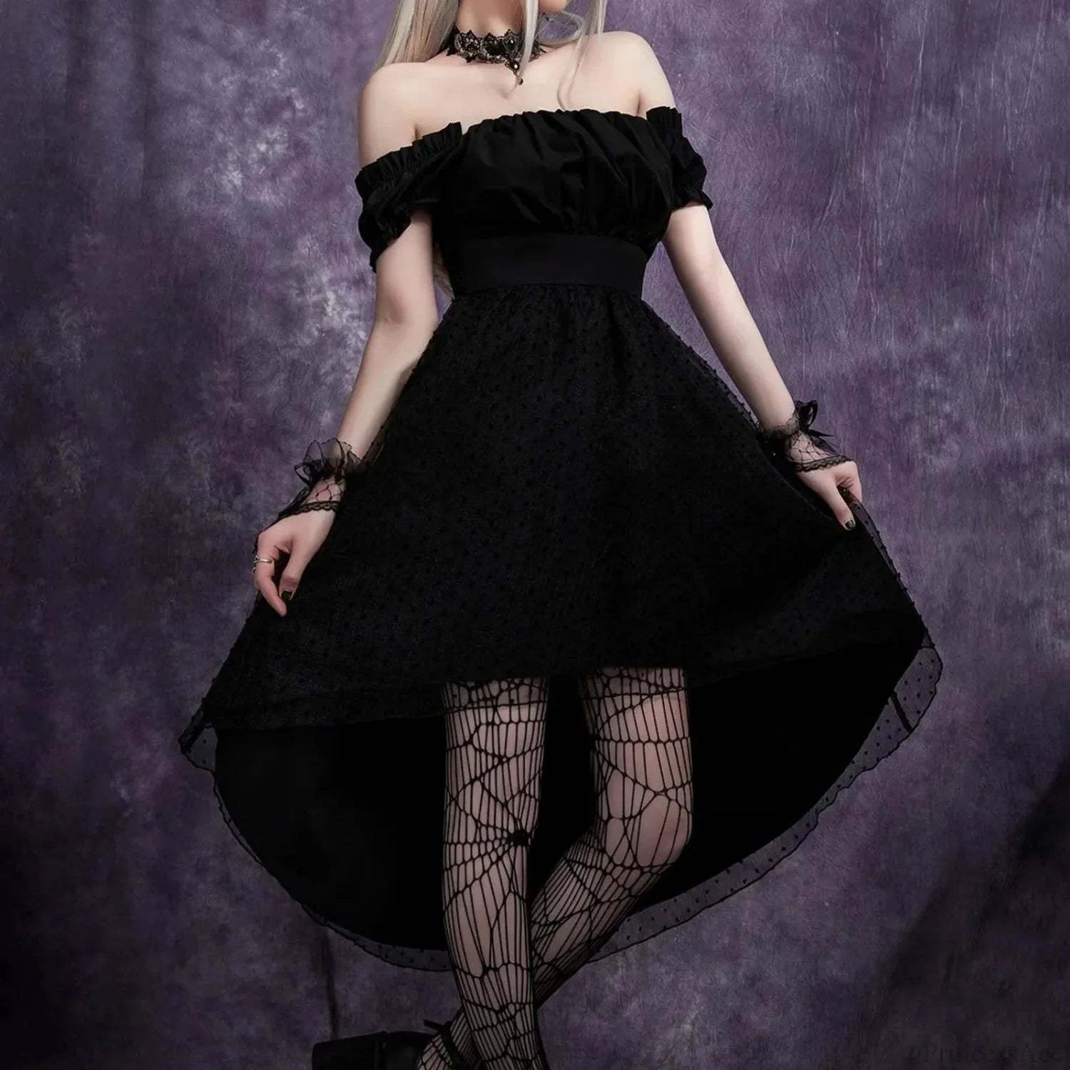 Mesh Tailcoat Midi Dress Black / S