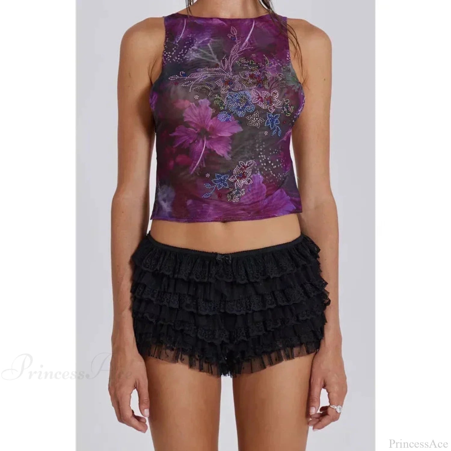 Mesh Tiered Net Bloomer Short Black / S