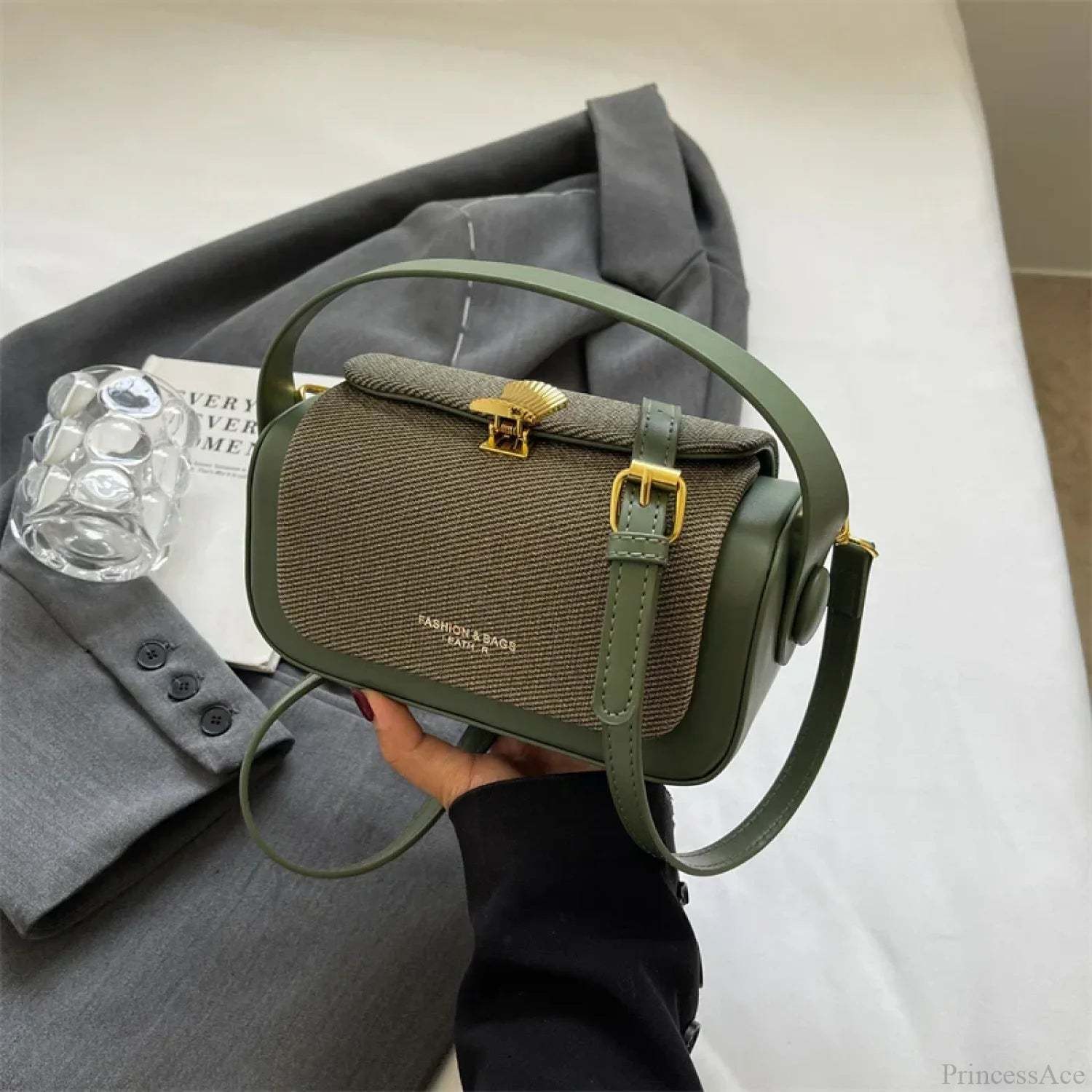 Mini Square Crossbody Luxury Designer Handbag Style 2 Green / 20x12x9cm handbag-250126