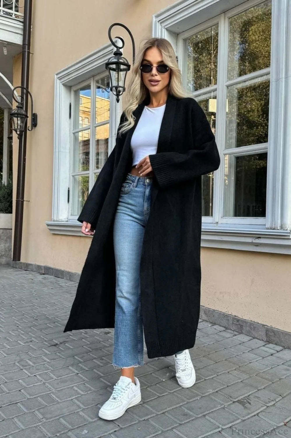 Minimalist Elegant Collarless Cardigan-Inspired Overcoat Black / S