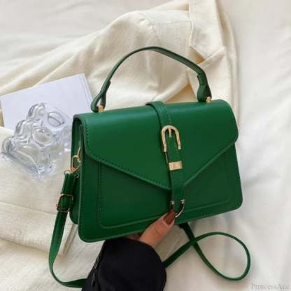 Minimalist Solid Color Square Flap Crossbody Green crossbody-250126