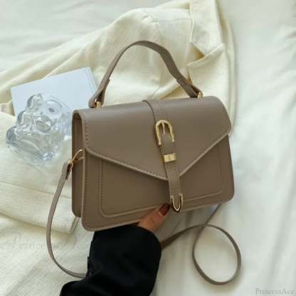 Minimalist Solid Color Square Flap Crossbody Khaki crossbody-250126