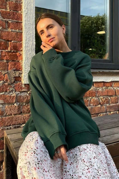 Minimalist Solid Crew Neck Oversize Sweatshirts