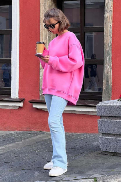 Minimalist Solid Crew Neck Oversize Sweatshirts