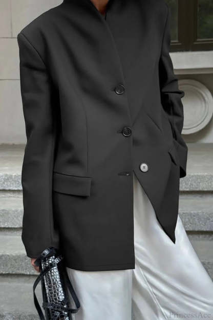 Minimalist White V-Neck Elegant Relaxed Coat