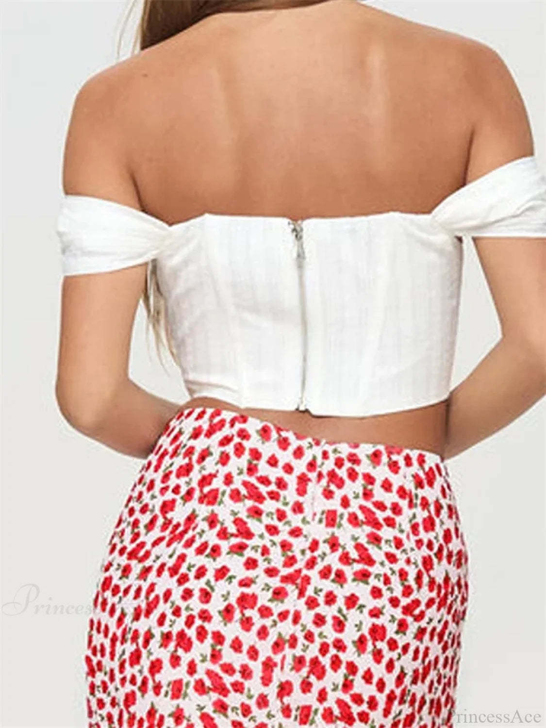 Off Shoulder Solid Zip Backless Tee Crop Top croptop-250126