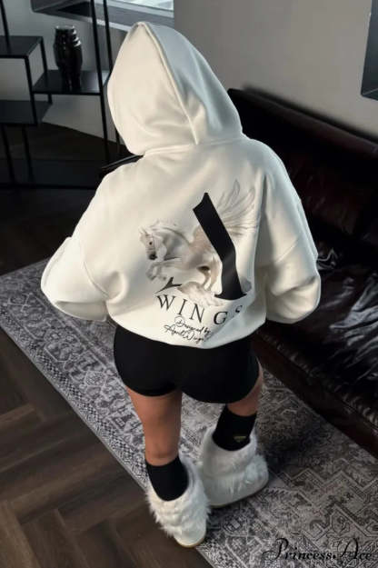 Oversized Slouchy Print Relaxed Hoodie