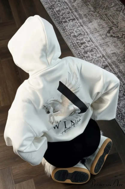 Oversized Slouchy Print Relaxed Hoodie