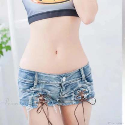 Pale Azure Tie-up Denim Short Light Blue / S