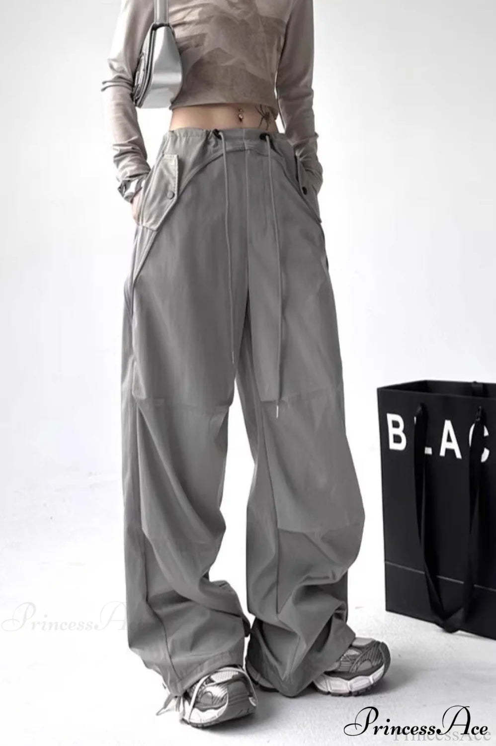 Parachute Wide-Leg Cargo Pants