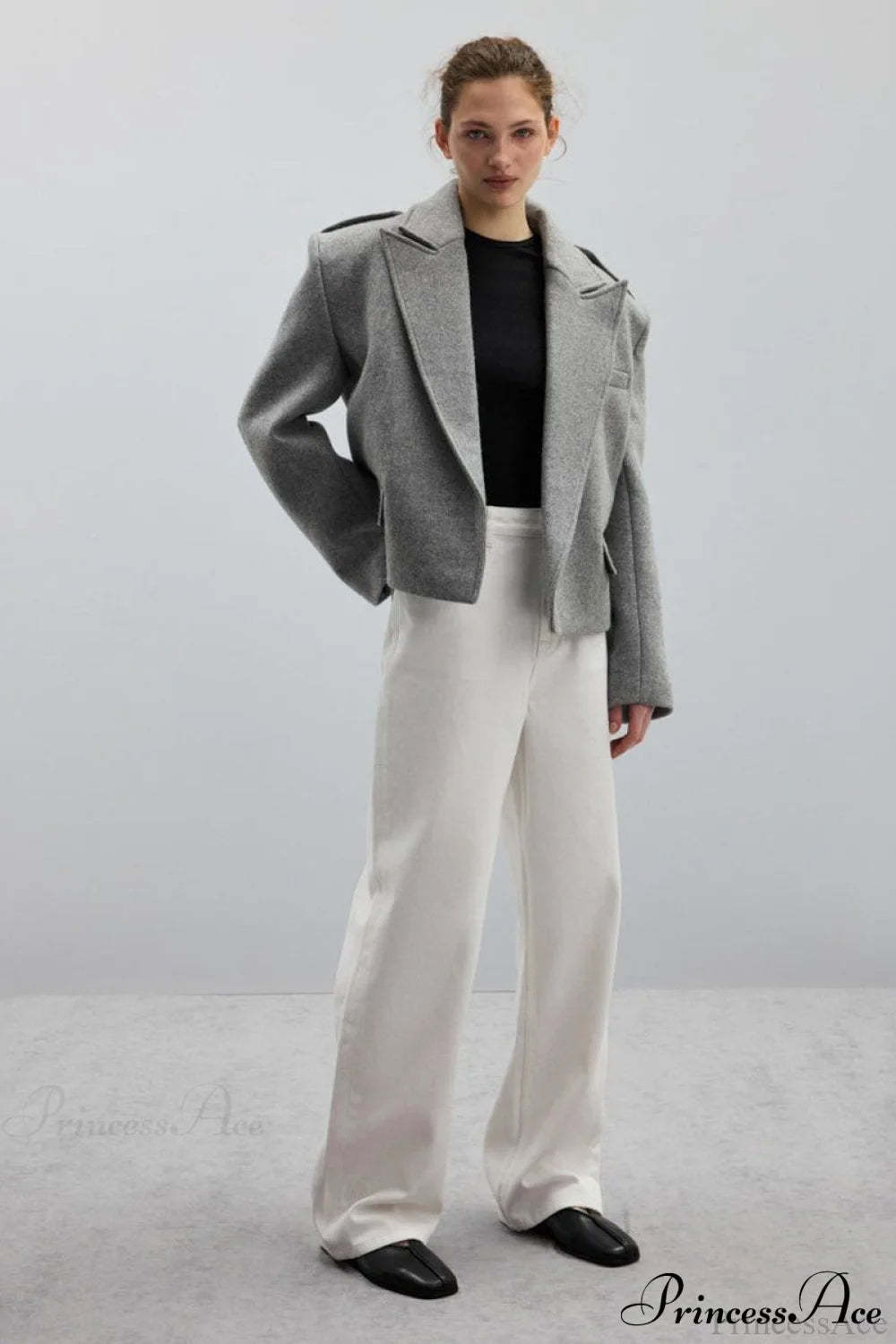 Peak Lapel Blazer Style Wool Loose Coat